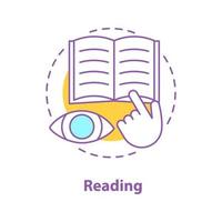 Reading book concept icon. Literature. Education idea thin line illustration. Vector isolated outline drawing