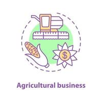 Agricultural business concept icon. Agriculture idea thin line illustration. Corn, combine harvester, income from harvest sell. Vector isolated outline drawing