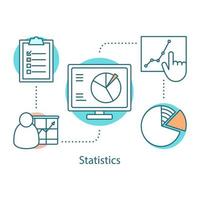 Statistics concept icon. Stock market analysis idea thin line illustration. Chart, diagram. Infographic. Vector isolated outline drawing