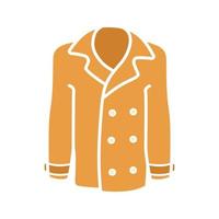 Men's coat flat glyph color icon. Jacket. Silhouette symbol on white background with no outline. Negative space. Vector illustration