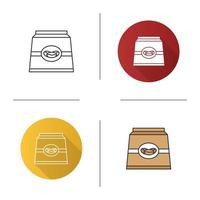 Coffee paper package icon. Flat design, linear and color styles. Isolated vector illustrations