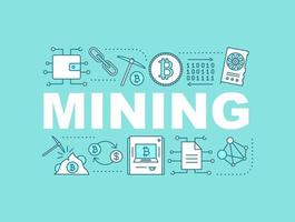 Cryptocurrency mining word concepts banner. Crypto business. Isolated lettering typography idea with linear icons. Bitcoin. Vector outline illustration