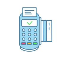 Successful POS terminal transaction color icon. Payment terminal. E-payment. Isolated vector illustration