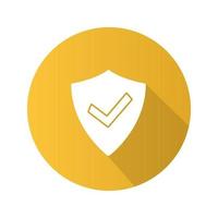 Verified user flat design long shadow glyph icon. Protection, security. Antivirus program emblem. Successfully tested. Shield with check mark. Vector silhouette illustration