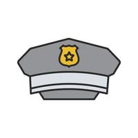 Policeman hat color icon. Cop's cap. Isolated vector illustration