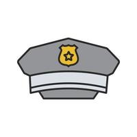 Policeman hat color icon. Cop's cap. Isolated vector illustration