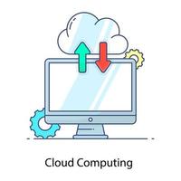 un ícono plano de computación en la nube, tecnología en la nube vector