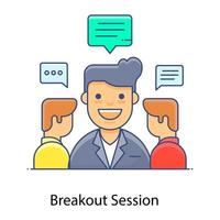 Vector of breakout session, persons with speech bubbles