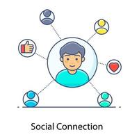 An icon of avatar connected with network, social connection vector