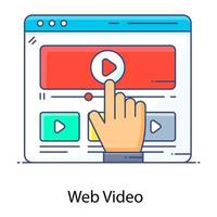 un icono plano de video web, transmisión de video vector