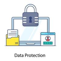 un vector plano de protección de datos, icono editable