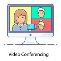 un ícono de videoconferencia en estilo editable vector