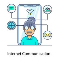 un icono plano de comunicación por Internet, chat en línea vector