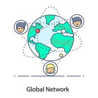 A trendy flat icon of global network vector