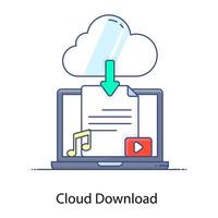 Vector of cloud download in flat style