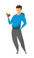 Wealthy man with wallet semi flat color vector character