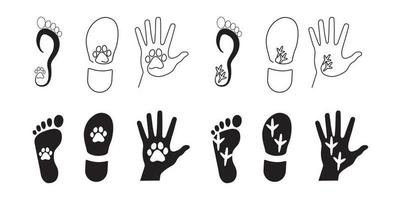 animal and human footprints on white vector