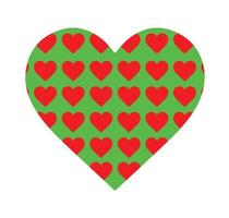 red hearts in green heart background vector
