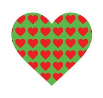 corazones rojos en fondo de corazón verde vector