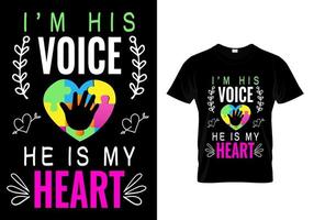 camiseta de autismo - soy su voz, él es mi corazón vector