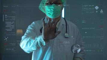 Doctor Working On A Virtual Screen. Medical Technology Concept. Pulse video