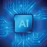 AI processor chip, artificial intelligence concept, vector illustration