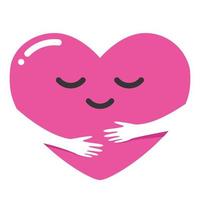 Love Self Hug Myself Happy Face Smiling Heart Valentine Day Flat Design Vector Illustration Ready use for Material Content Feed Social Media