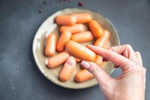 meatless sausage vegetable protein seitan soy wheat food background photo