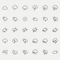 conjunto de iconos de símbolo meteorológico. ilustración vectorial de iconos del tiempo para diseño gráfico, sitio web y móvil.