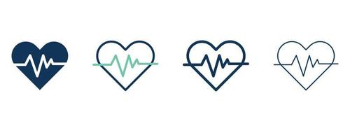 set of medical heart vector isolated icon for web