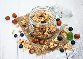 homemade granola in jar photo