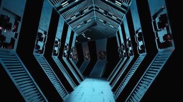Representación 3d del túnel del pasillo de ciencia ficción abstracta estilo nave espacial foto