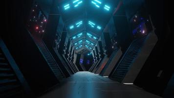 Representación 3d del túnel del pasillo de ciencia ficción abstracta estilo nave espacial foto