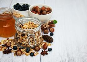 homemade granola in jar photo