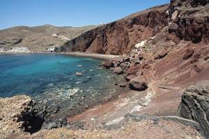Volcanic rocks of Kokkini Paralia or Red Beach on Santorini island, Greece.