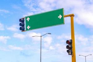 Road sign at highway motorway in Playa del Carmen Mexico. photo