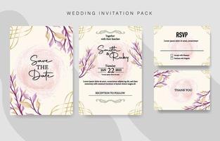 plantilla de invitación de boda de acuarela púrpura vector