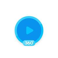 360 degrees video icon for apps and web, blue on white vector