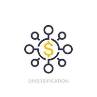 diversificación financiera, icono de inversión diversificada vector