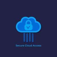 Secure cloud access, protected hosting vector flat icon