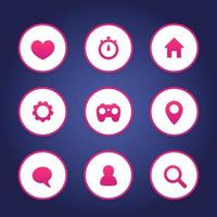 Basic web icons set, favourite, contact us, profile, user, chat, message, settings, login, home, search pictograms vector