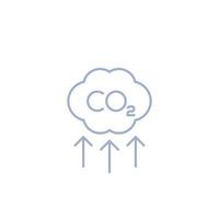 co2, carbon emissions reduction vector line icon