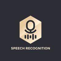 speech recognition vector logo on gold shape