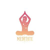 yoga, meditating girl, vector illustration