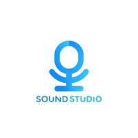 marca de logotipo de vector de micrófono para estudio de sonido