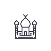 icono de vector de mezquita en blanco