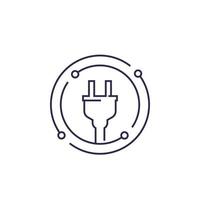 electricity vector line icon with electric plug