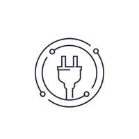 electricity vector line icon with electric plug