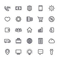 icons for web in line style isolated on white, 25 vector pictograms set