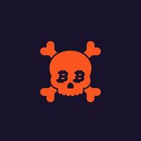 the Death of Bitcoin, vector illustration, skull and bones